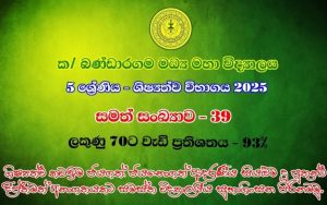 5 ශ්‍රේණිය -ශිෂ්‍යත්ව විභාගය 2025